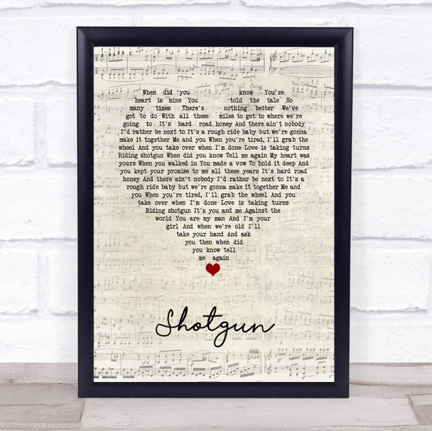 CHRISTINA AGUILERA Shotgun Script Heart Song Lyric Print