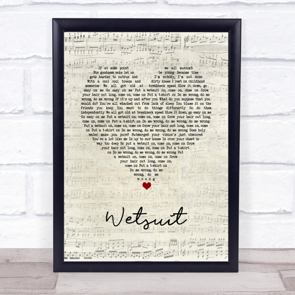The Vaccines Wetsuit Script Heart Song Lyric Print