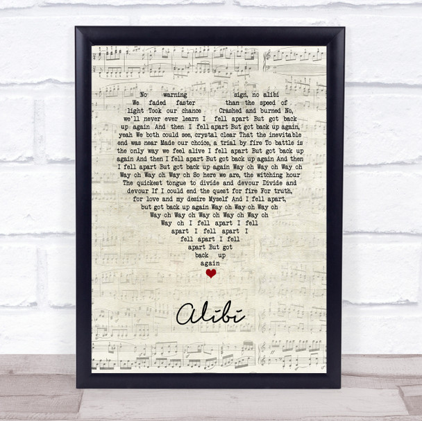 Thirty Seconds to Mars Alibi Script Heart Song Lyric Print