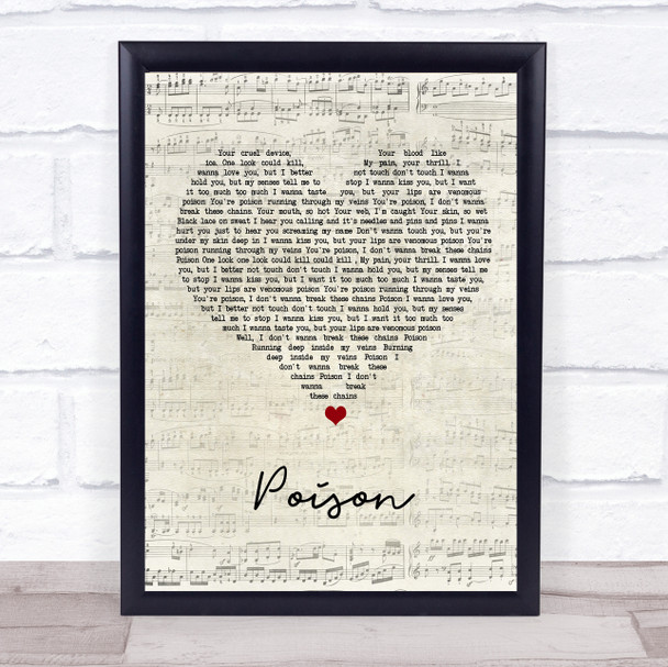 Alice Cooper Poison Script Heart Song Print