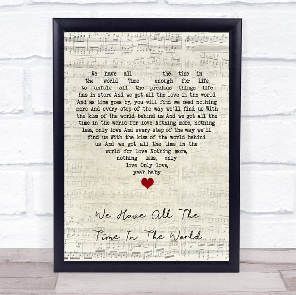 Fun Lovin' Criminals We Have All The Time In The World Script Heart Song Lyric Print