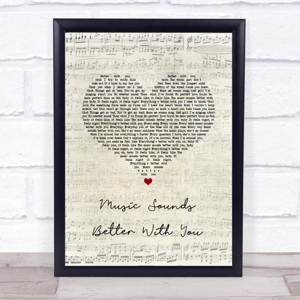 Big Time Rush Music Sounds Better With You Script Heart Song Lyric Print