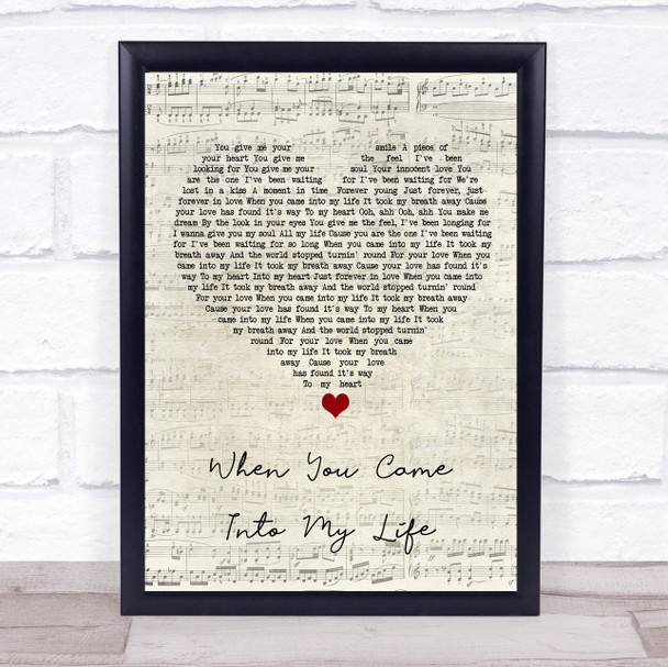 Scorpions When You Came Into My Life Script Heart Song Lyric Print