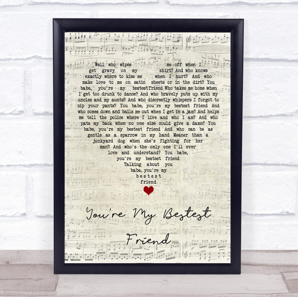 Mac Davis You're My Bestest Friend Script Heart Song Lyric Print
