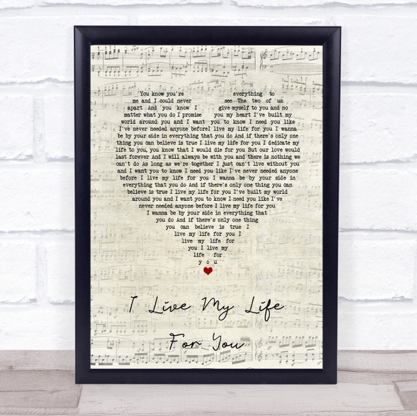 Firehouse I Live My Life For You Script Heart Song Lyric Print Firehouse I Live My Life For You Script Heart Song Lyric Print