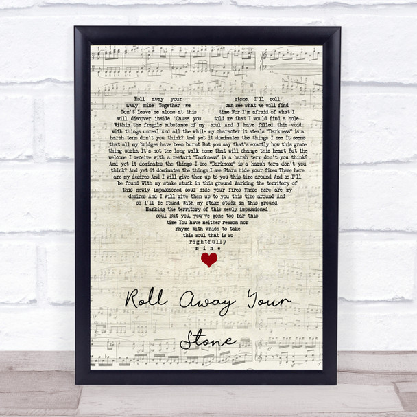 Mumford & Sons Roll Away Your Stone Script Heart Song Lyric Print