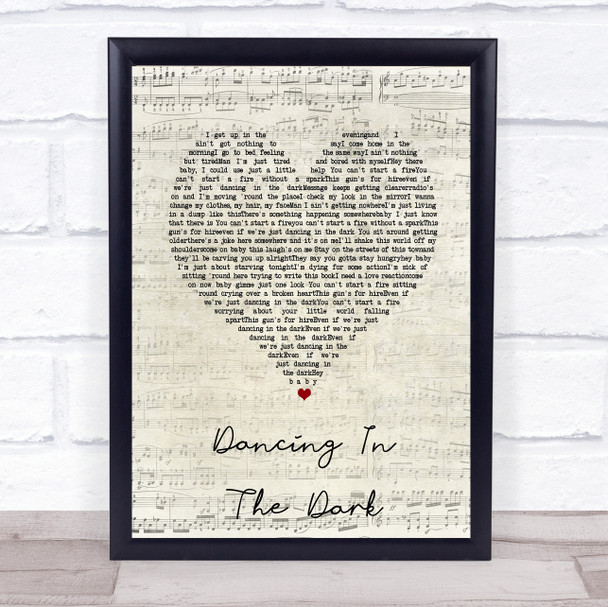 Bruce Springsteen Dancing In The Dark Script Heart Song Lyric Print