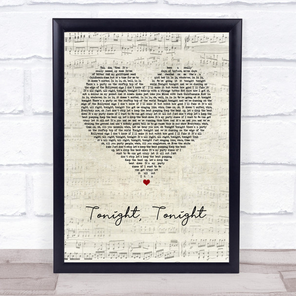 Hot Chelle Rae Tonight, Tonight Script Heart Song Lyric Print
