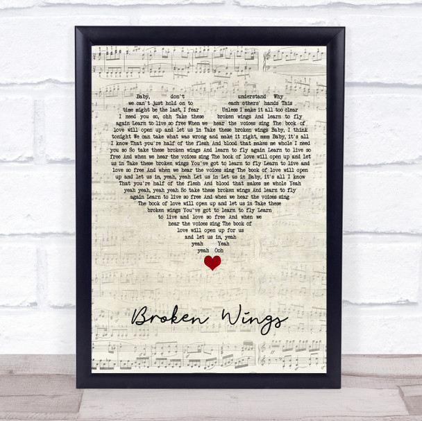 Mr. Mister Broken Wings Script Heart Song Lyric Print