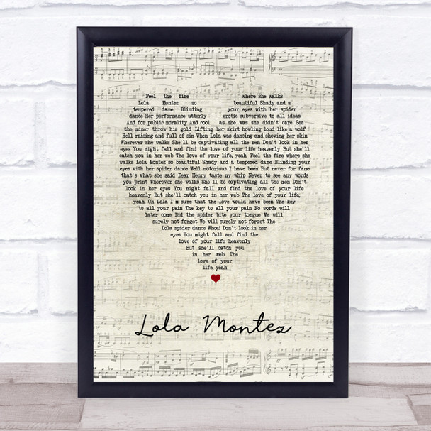 Volbeat Lola Montez Script Heart Song Lyric Print