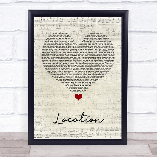 Dave Location Script Heart Song Lyric Print