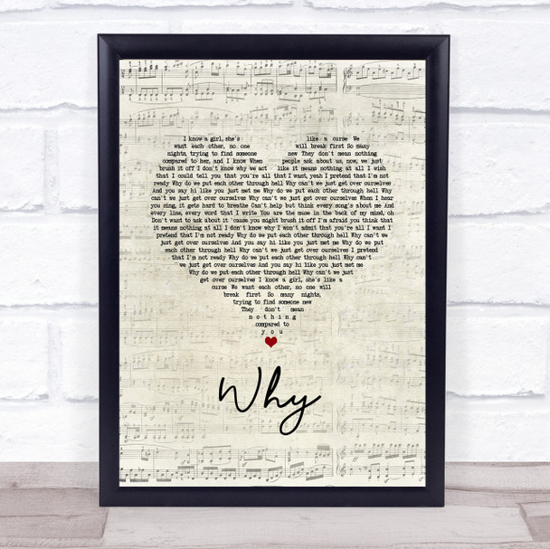 Shawn Mendes Why Script Heart Song Lyric Print