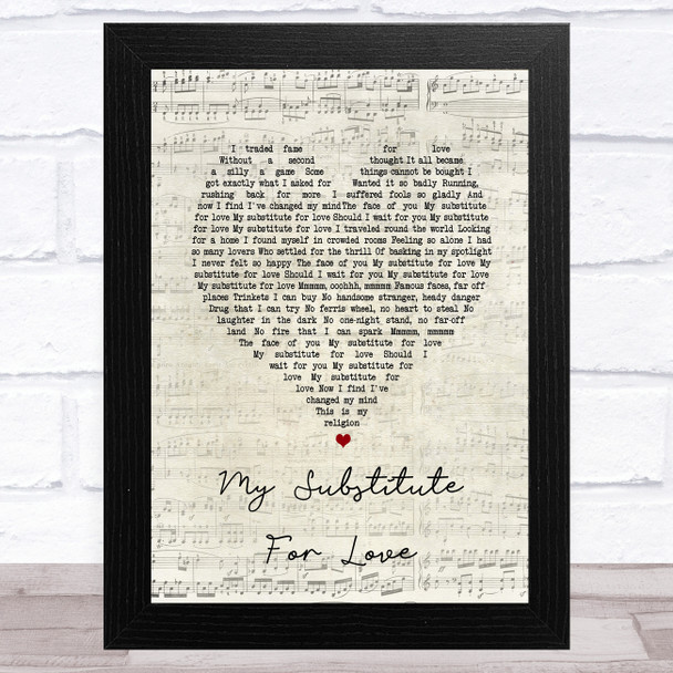 Madonna No Substitute For Love Script Heart Song Lyric Music Art Print