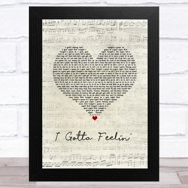 Black Eyed Peas I Gotta Feelin' Script Heart Song Lyric Music Art Print