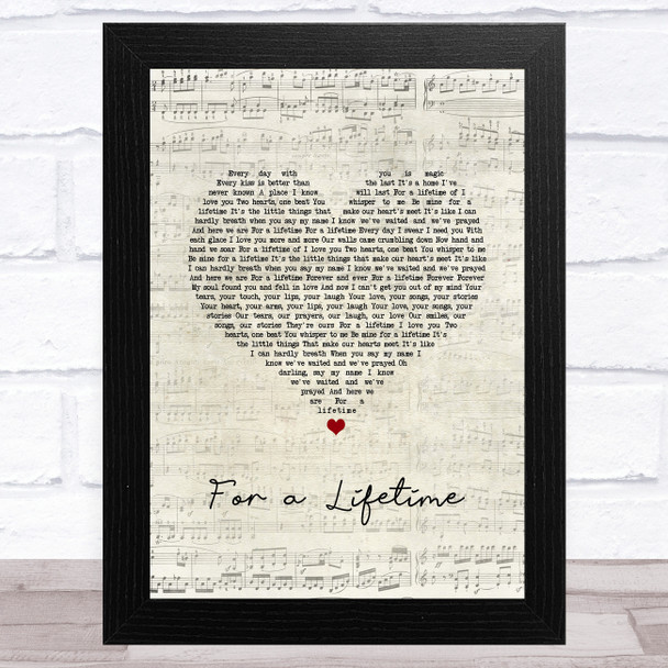 Ryann Darling For a Lifetime Script Heart Song Lyric Music Art Print