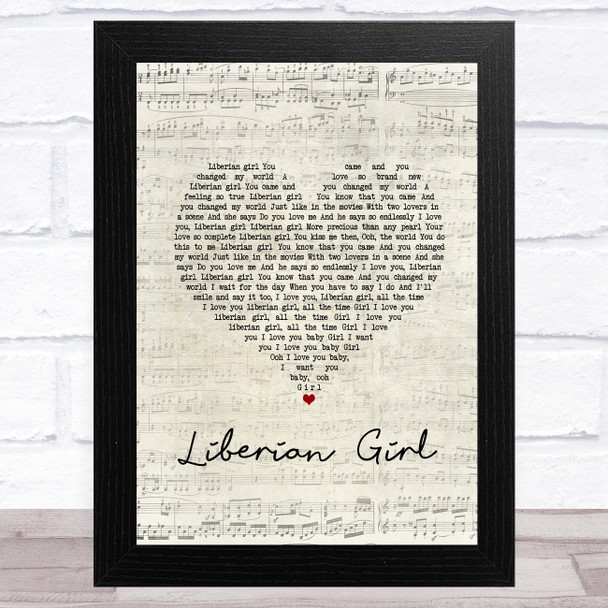 Michael Jackson Liberian Girl Script Heart Song Lyric Music Art Print