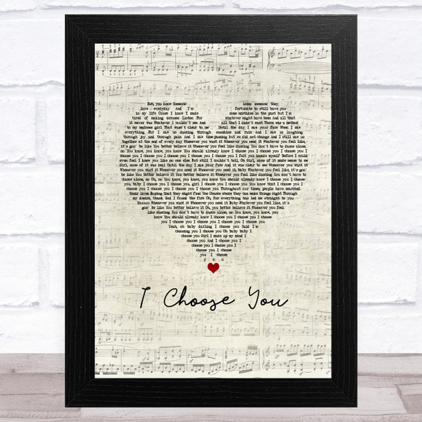 Paris L. Holley I Choose You Script Heart Song Lyric Music Art Print