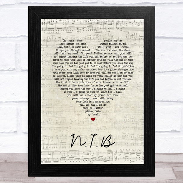 Black Sabbath N.I.B. Script Heart Song Lyric Music Art Print