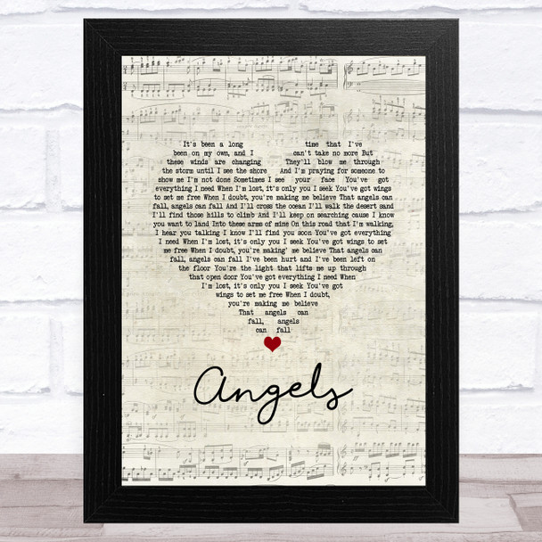 Joshua Radin Angels Script Heart Song Lyric Music Art Print