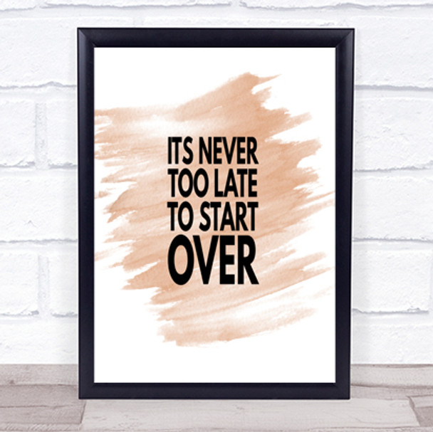 Never Too Late To Start Over Quote Print Watercolour Wall Art Never Too Late To Start Over Quote Print Watercolour Wall Art