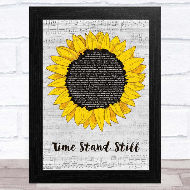 Rush Time Stand Still Grey Script Sunflower Song Lyric Music Art Print