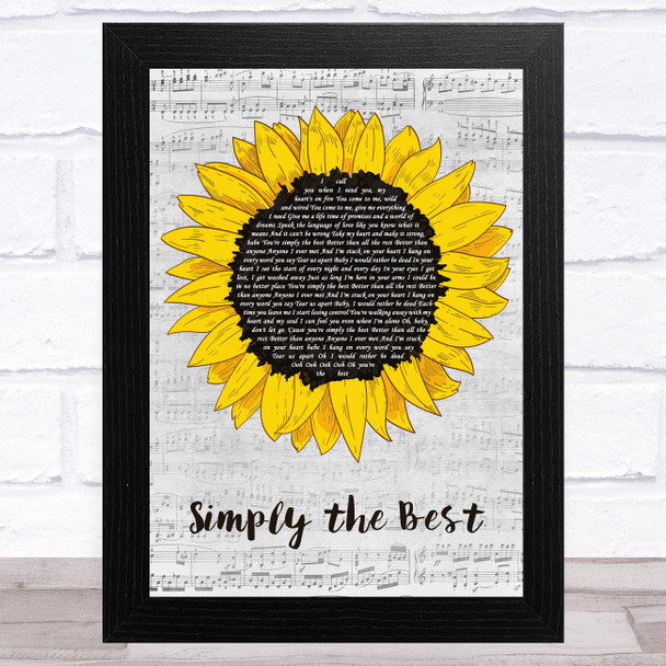 Noah Reid Simply the Best Grey Script Sunflower Song Lyric Music Art Print