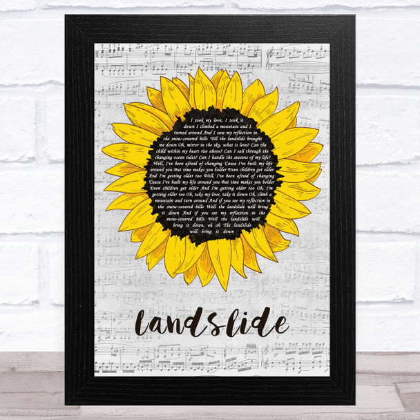 Fleetwood Mac Landslide Grey Script Sunflower Song Lyric Music Art Print