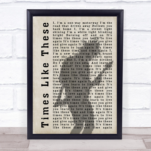 Foo Fighters Times Like These Silhouette Shadow Song Lyric Print
