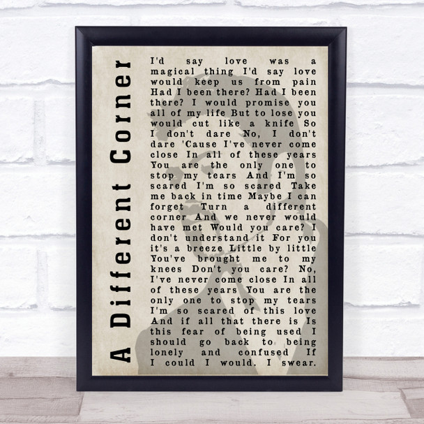 George Michael A Different Corner Shadow Song Lyric Quote Print