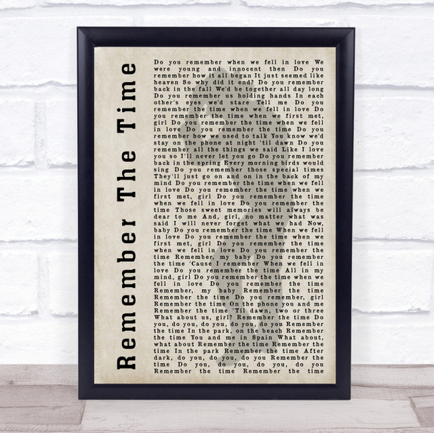 Michael Jackson Remember The Time Shadow Song Lyric Quote Print