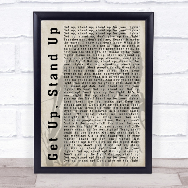 Bob Marley Get Up, Stand Up Shadow Song Lyric Quote Print