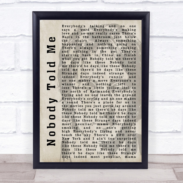 John Lennon Nobody Told Me Shadow Song Lyric Quote Print