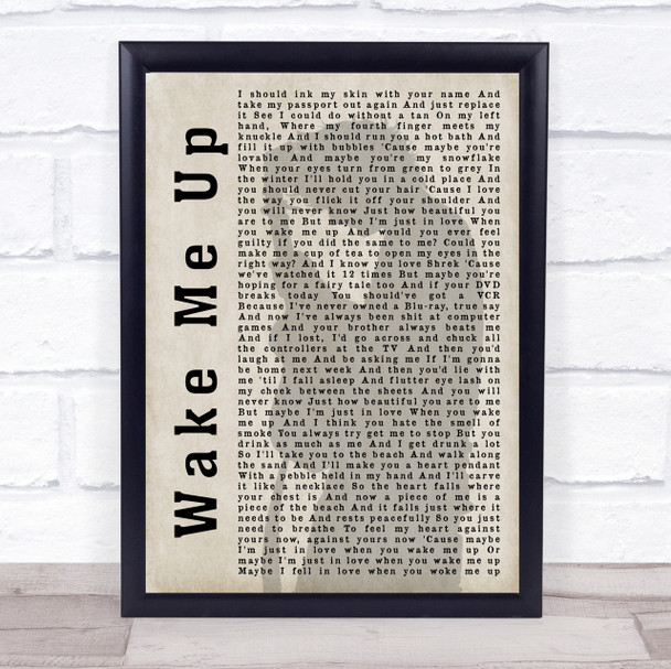 Ed Sheeran Wake Me Up Shadow Song Lyric Quote Print