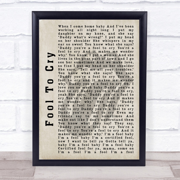 The Rolling Stones Fool To Cry Shadow Song Lyric Quote Print