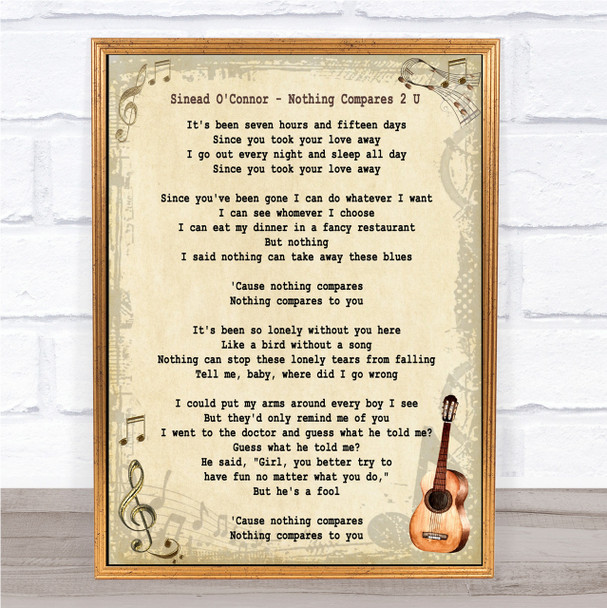 Sinead O'Connor Nothing Compares 2 U Song Lyric Vintage Quote Print Sinead O'Connor Nothing Compares 2 U Song Lyric Vintage Quote Print