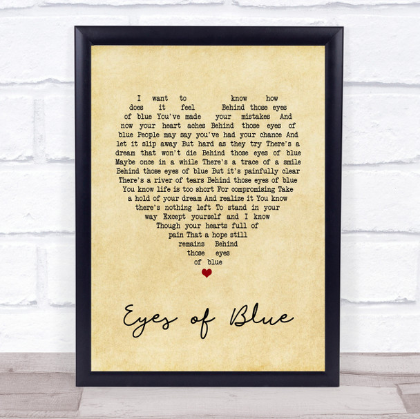 Paul Carrack Eyes of Blue Vintage Heart Song Lyric Print