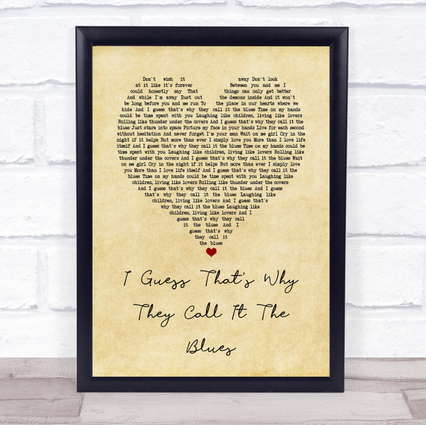 Elton John I Guess That's Why They Call It The Blues Vintage Heart Song Lyric Quote Music Print