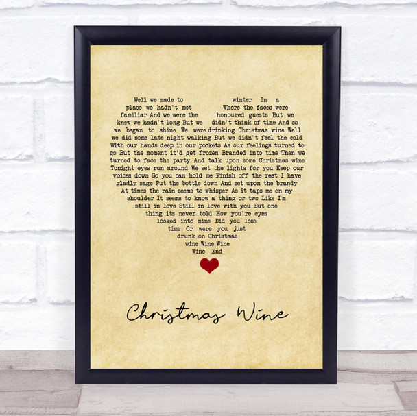 Declan O?ÆRourke Christmas wine Vintage Heart Song Lyric Quote Music Print