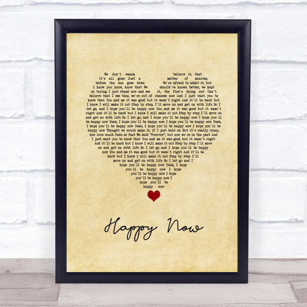 Kygo Happy Now Vintage Heart Song Lyric Quote Music Print