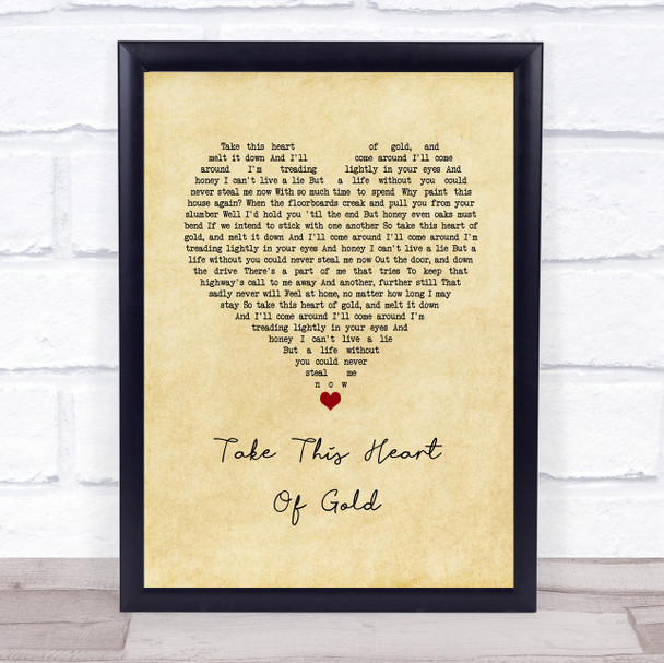 Mandolin Orange Take This Heart Of Gold Vintage Heart Song Lyric Wall Art Print