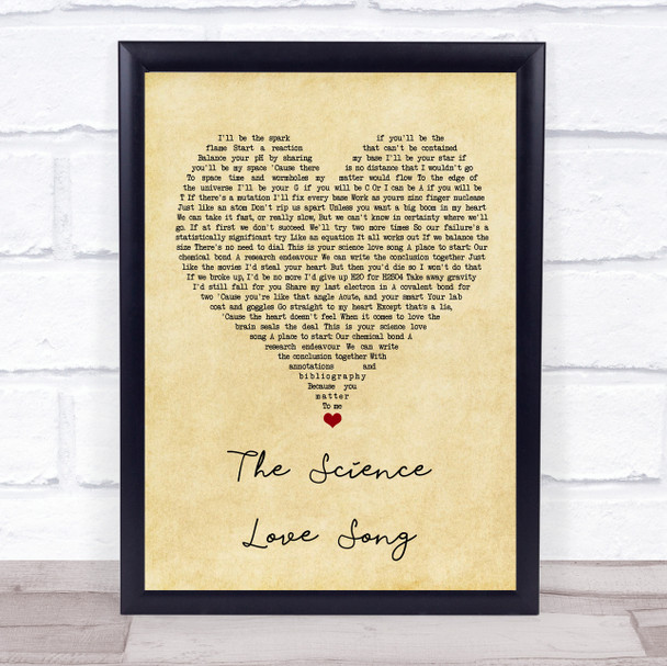 ASAP Science The Science Love Song Vintage Heart Song Lyric Wall Art Print