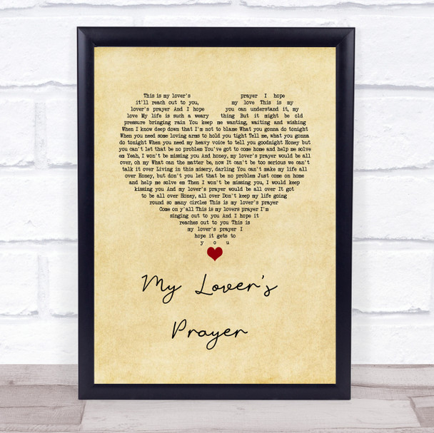 Otis Redding My Lover's Prayer Vintage Heart Song Lyric Wall Art Print