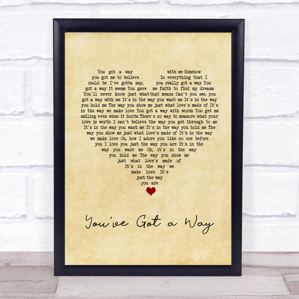 Shania Twain You've Got a Way Vintage Heart Song Lyric Wall Art Print
