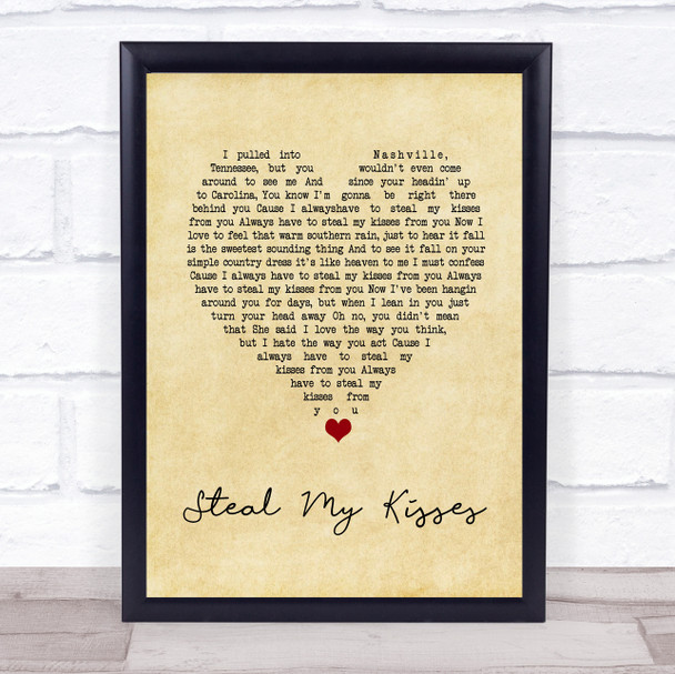 Ben Harper & The Innocent Criminals Steal My Kisses Vintage Heart Song Lyric Wall Art Print