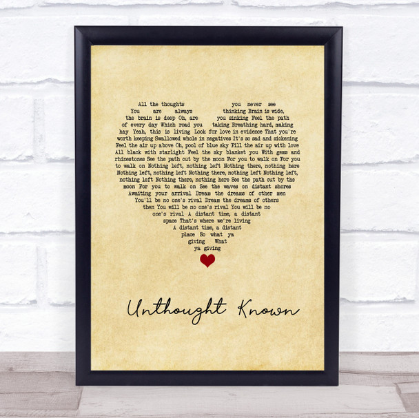 Pearl Jam Unthought Known Vintage Heart Song Lyric Wall Art Print