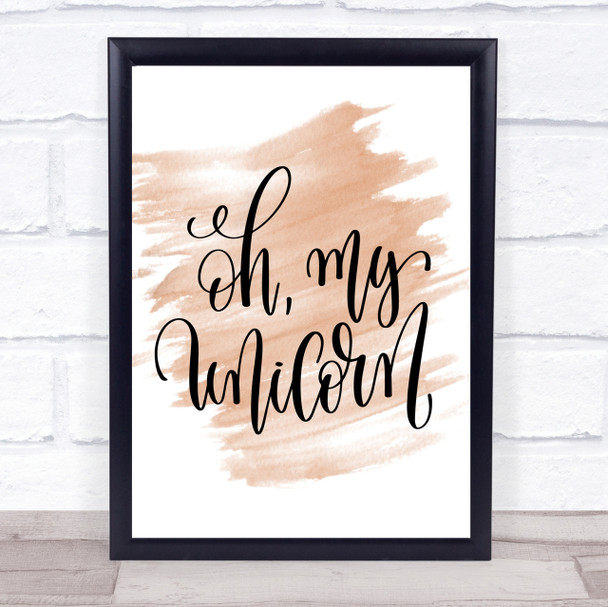 Oh My Unicorn Quote Print Watercolour Wall Art