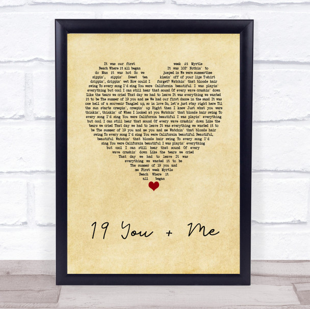 Dan + Shay 19 You + Me Vintage Heart Song Lyric Wall Art Print