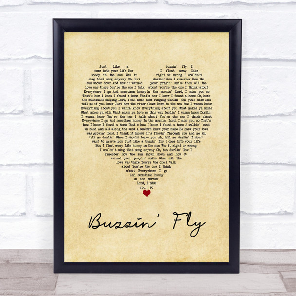 Tim Buckley Buzzin' Fly Vintage Heart Song Lyric Wall Art Print