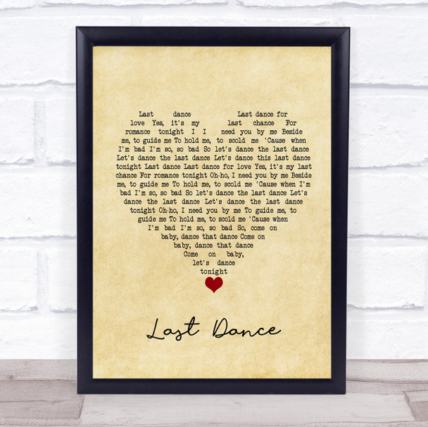 Donna Summer Last Dance Vintage Heart Song Lyric Wall Art Print Donna Summer Last Dance Vintage Heart Song Lyric Wall Art Print
