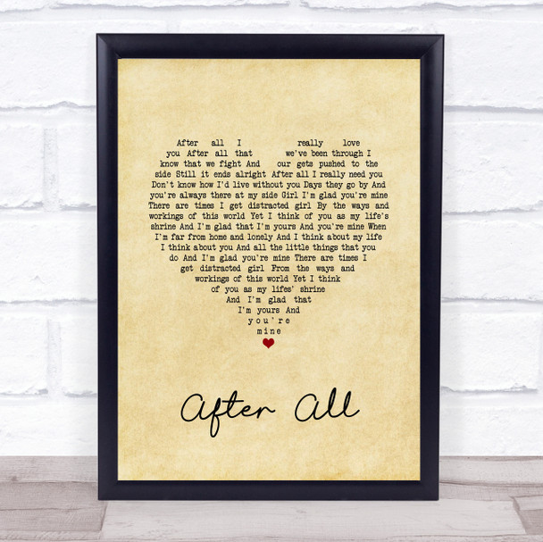 The Frank and Walters After All Vintage Heart Song Lyric Wall Art Print